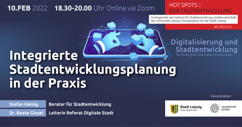 Online-Veranstaltung 'HOT SPOTS :: der Stadtentwicklung' am 10.02. mit dem Thema Integrierte Stadtentwicklungsplanung in der Praxis