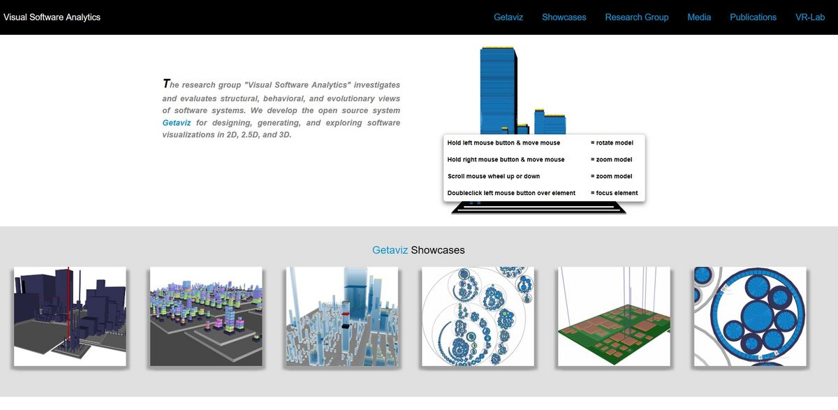 enlarge the image: Preview der Forschungswebsite Visual Software Analytics