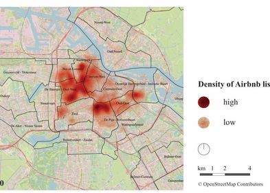 Räumliche Verteilung von Airbnb in Amsterdam