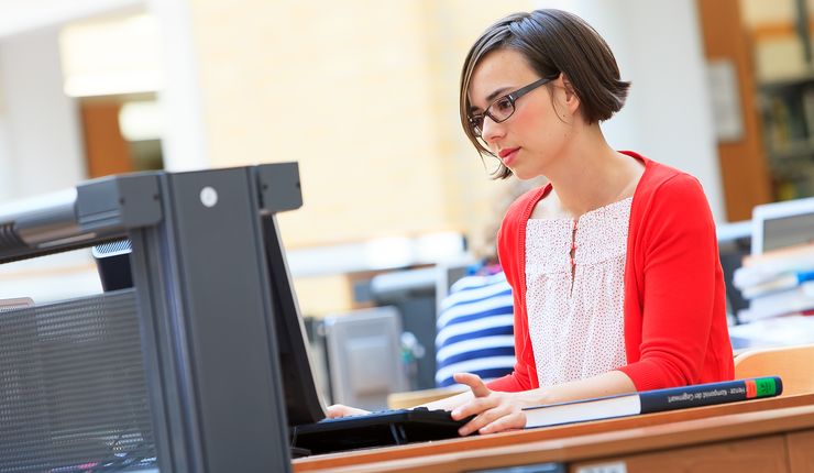 A student working in the library