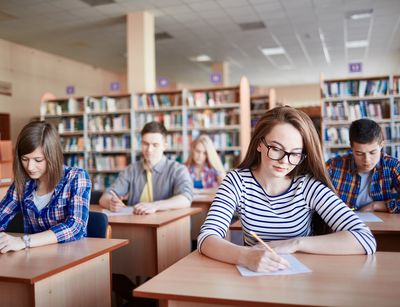 Students write an exam. Photo: Colourbox