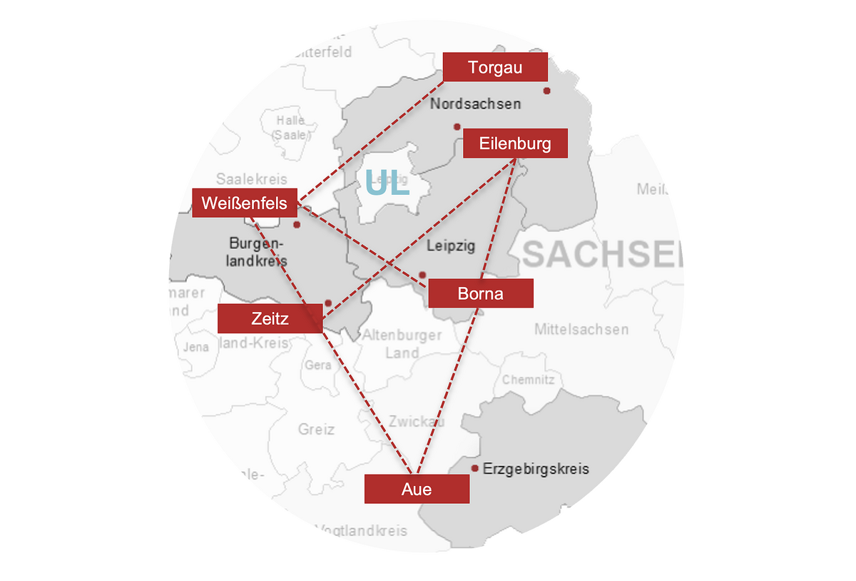 zur Vergrößerungsansicht des Bildes: Übersicht der Transferregion und verknüpfte Aktivitäten: Städte bis 40.000 Einwohner ohne Hochschulen