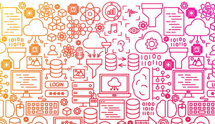 Visualisierung von Datenverarbeitungsprozessen anhand von Symbolen zum Thema Data Science