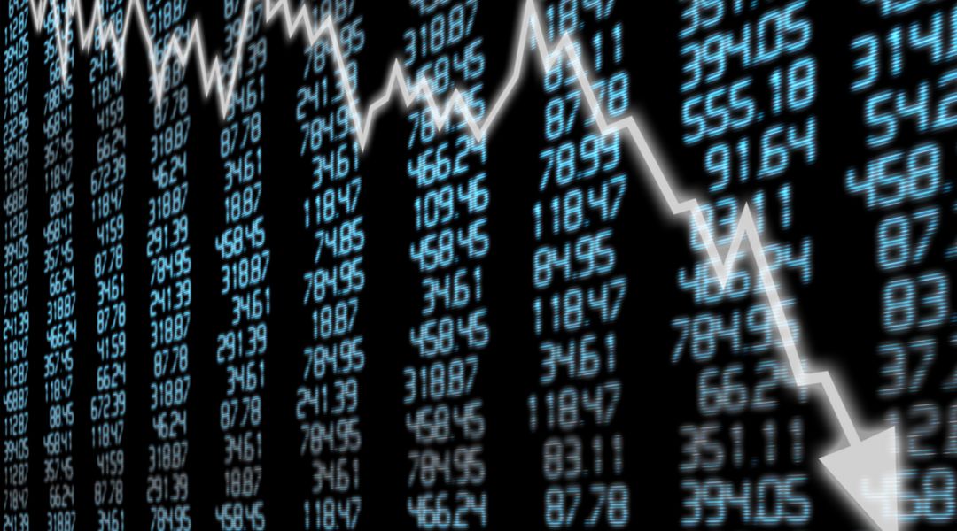 Falling share price with numbers in the background